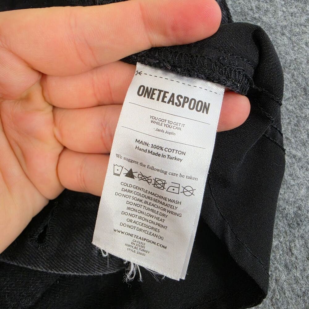 One Teaspoon Shorts 28 Bandits Denim Black Distressed Cut Off Hippie Relaxed Fit - Picture 7 of 10